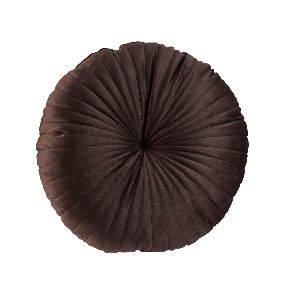 Rund velour pyntepude - brun